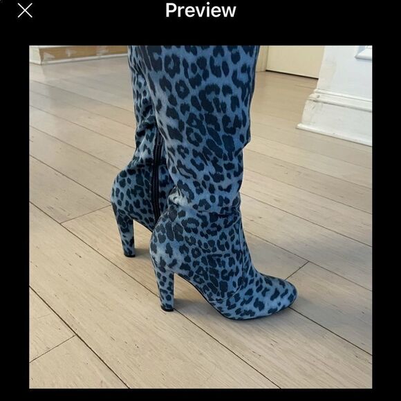 WILD DIVA BLUE LEOPARD OVER THE KNEE BOOTS… - Picture 10 of 10